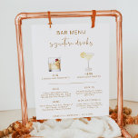 INDIE Bohemian Cocktail Signature Drink Bar Menu Poster<br><div class="desc">This signature drink and bar menu sign features an edgy handwritten burnt orange font and modern minimalist design. The watercolor graphics are handmade and 15 popular drinks are included here in this listing. Click the 'edit using design tool' button in the personalisation section to see the drinks that are included....</div>