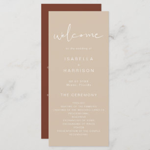 INDIE Bohemian Earth Toned Beige Wedding Program Menu