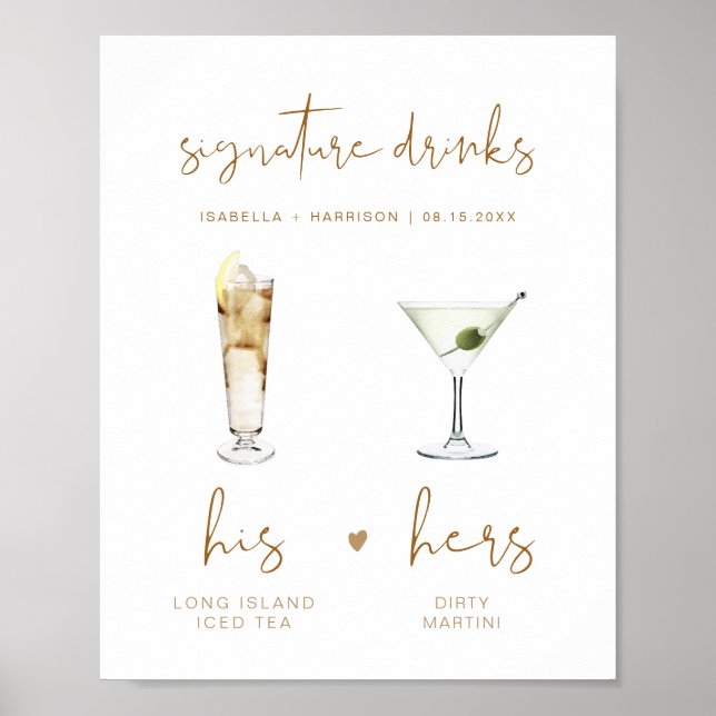 INDIE Bohemian Signature Drink Wedding Bar Poster (Front)