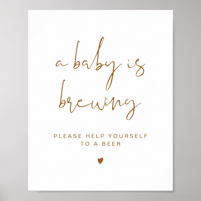 INDIE Boho A Baby is Brewing Beer Sign Poster (Front)