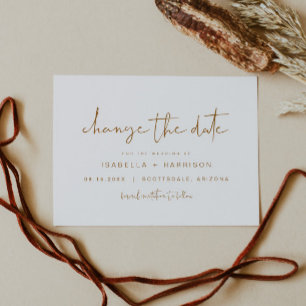 INDIE Boho Beige Burnt Orange Change the Date Invitation
