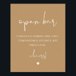 INDIE Boho Beige Funny Open Bar Sign<br><div class="desc">This open bar sign features an edgy handwritten font,  modern minimalist design paired with bohemian beige earth tones. Easily change the font and background colour to match your event. This is perfect for a wedding,  couple's shower,  bridal shower,  engagement party or any other special event.</div>
