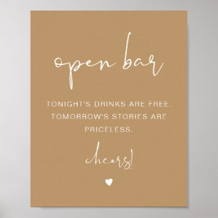 INDIE Boho Beige Funny Open Bar Sign