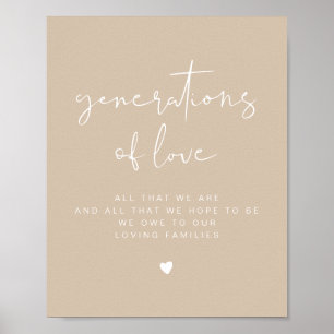 INDIE Boho Beige Generations of Love Wedding Sign