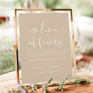 INDIE Boho Beige Lieu of Favours Wedding Poster