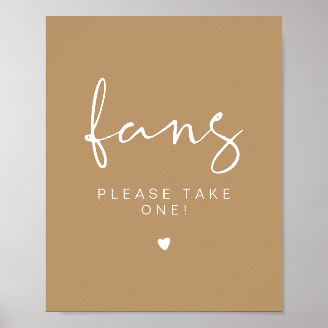 INDIE Boho Beige Please Take a Fan Wedding Sign (Front)