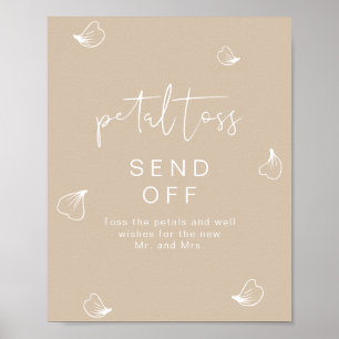 INDIE Boho Beige Wedding Petal Toss Send Off Poster