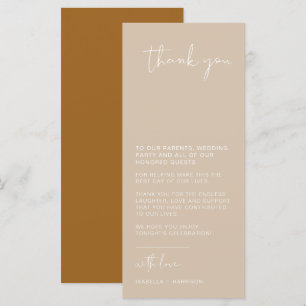 INDIE Boho Beige Wedding Table Thank You Card