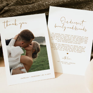 INDIE Boho Burnt Orange Photo Wedding Thank You Invitation