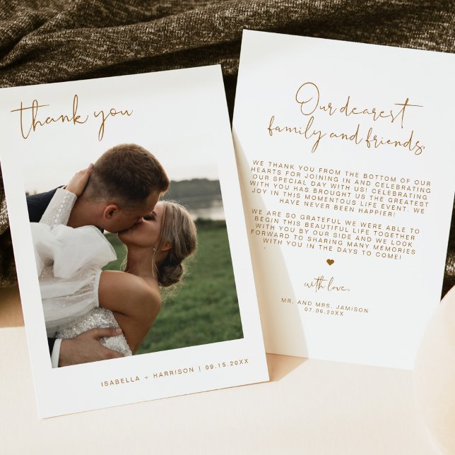 INDIE Boho Burnt Orange Photo Wedding Thank You Invitation (Creator Uploaded)