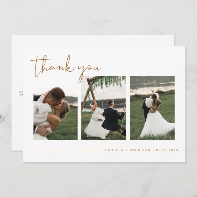 INDIE Boho Burnt Orange Photo Wedding Thank You  Invitation (Front/Back)
