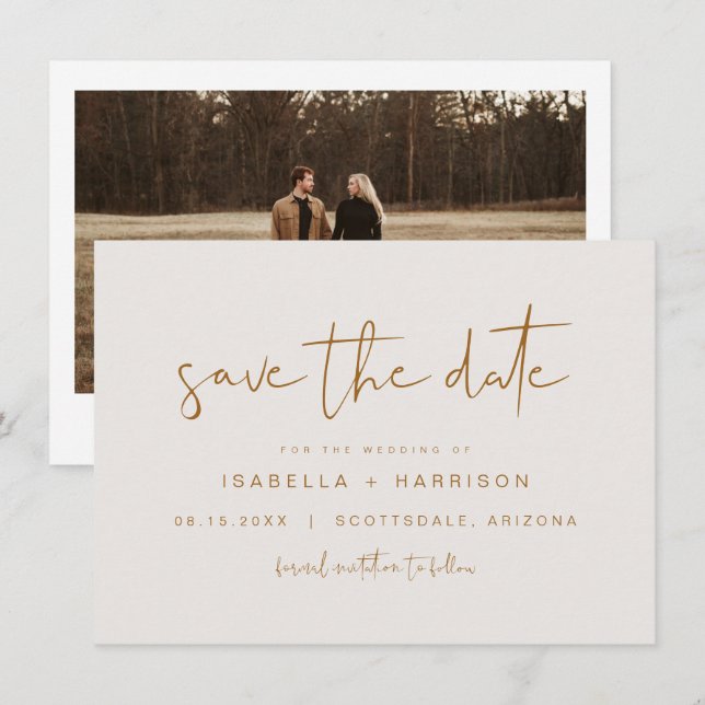 INDIE Boho Burnt Orange Save the Date Invitation (Front/Back)