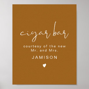 INDIE Boho Burnt Orange Wedding Cigar Bar Poster
