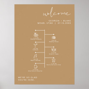 INDIE Boho Earth Tone Wedding Icon Timeline Poster