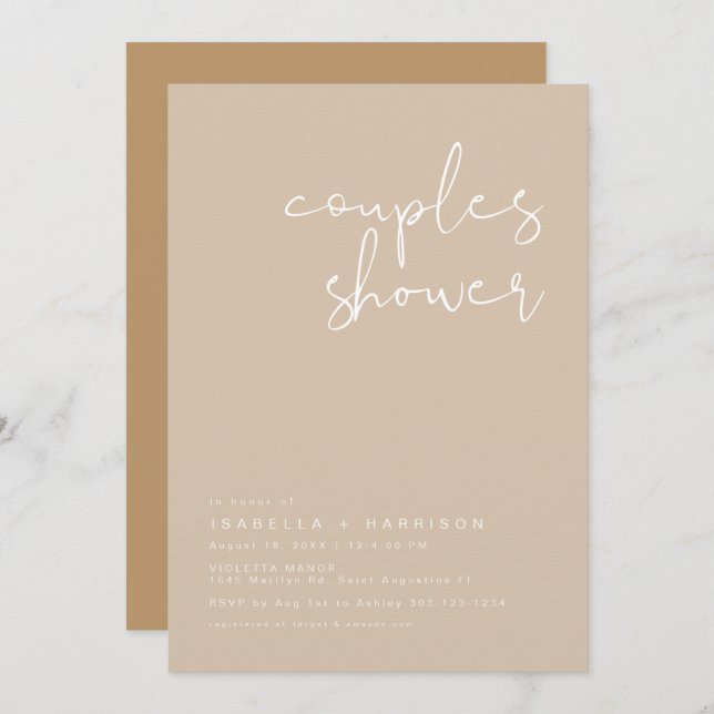 INDIE Boho Earth Toned Beige Couples Shower  Invit Invitation (Front/Back)