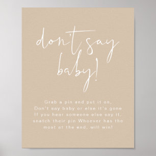 INDIE Boho Earth Toned Beige Don't Say Baby Sign