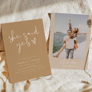 INDIe Boho She Said Yes Modern Bridal Shower Invitation