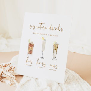 INDIE Boho Watercolor Cocktail Signature Drink  Pe Pedestal Sign