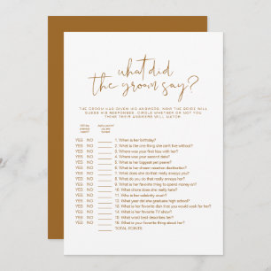 INDIE Boho What Did The Groom Say Bridal Game  Invitation