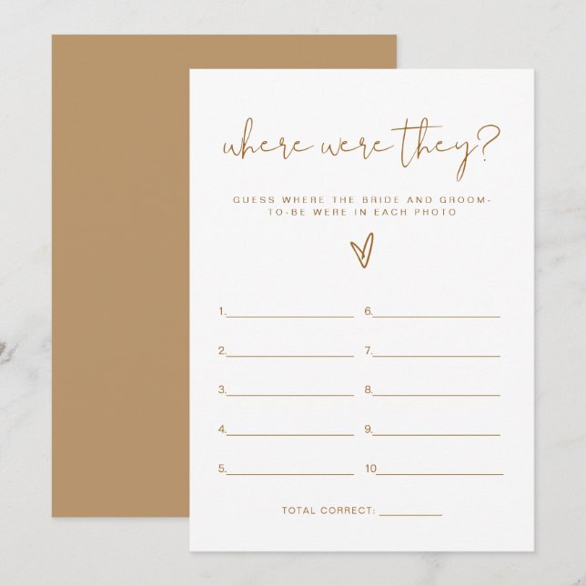INDIE Boho Where Were They Bridal Shower Game  Invitation (Front/Back)