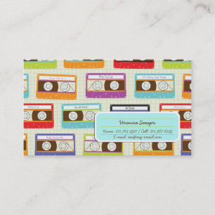 Indie Mixtapes Retro 80s Cassette Tape Pattern Business Card