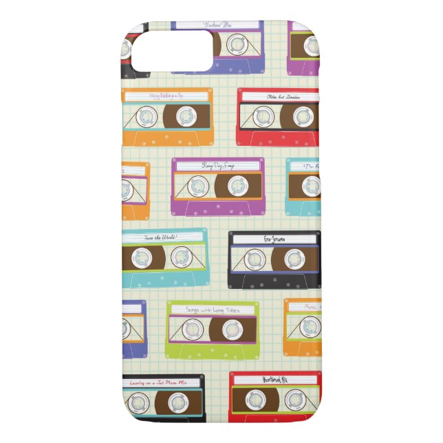 Indie Mixtapes Retro 80s Cassette Tape Pattern Case-Mate iPhone Case (Back)