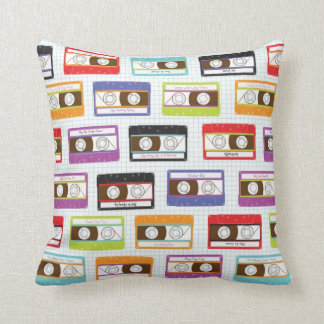 Indie Mixtapes Retro 80s Cassette Tape Pattern Cushion