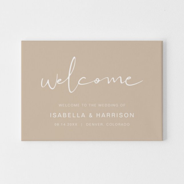 INDIE Modern Bohemian Cream Beige Wedding Welcome Canvas Print (Creator Uploaded)
