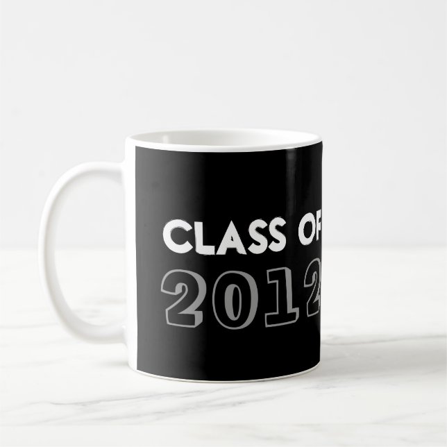 Indie style drawn on black graduation class year coffee mug (Left)