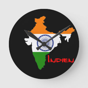 Indien Flagge Uhr Round Clock