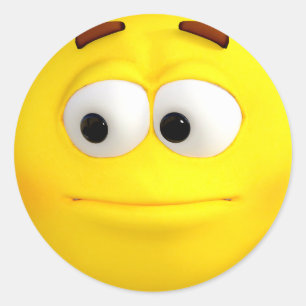 Indifferent 3D Yellow Emoji Classic Round Sticker