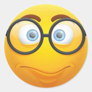 Indifferent 3D Yellow Emoji with Glasses Classic Round Sticker