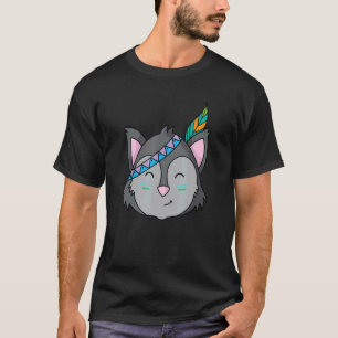 Indigenous Animal with Headband Racoon or Cat 1 T-Shirt