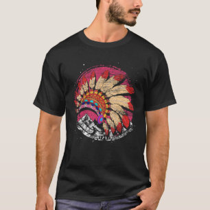 Indigenous Headdress Mountains Indian Native Ameri T-Shirt