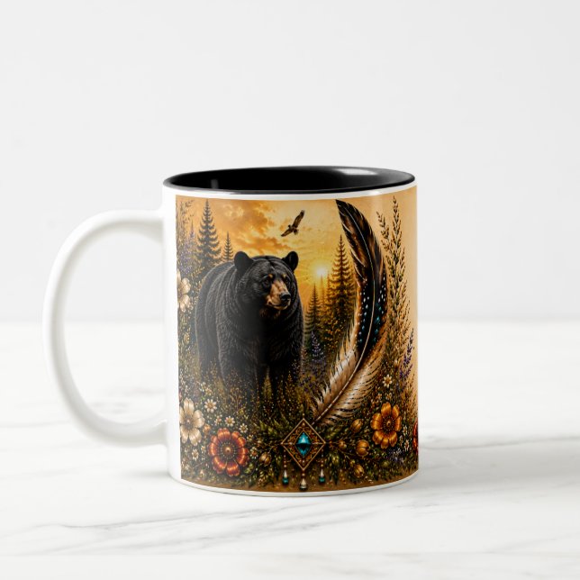 Indigenous Heritage Black Bear Two-Tone Coffee Mug (Left)