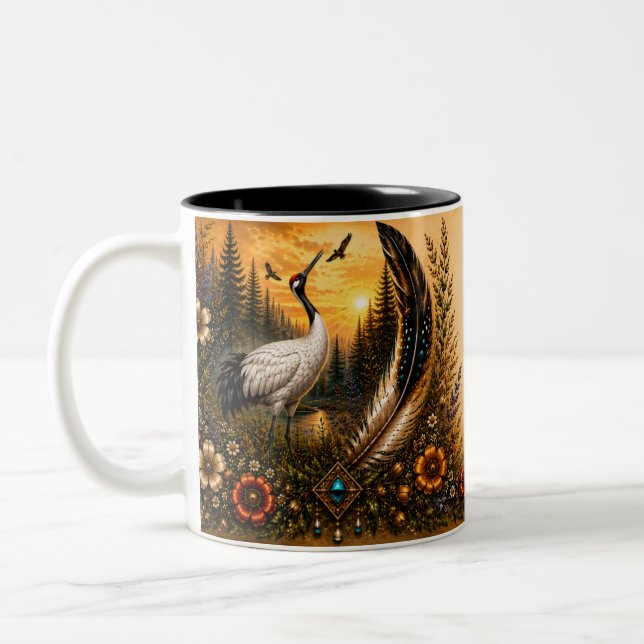 Indigenous Heritage Crane Two-Tone Mug (Left)