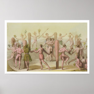 Indigenous Natives Doing a Ceremonial Dance (engra Poster