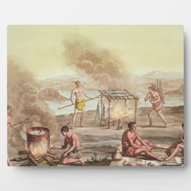 Indigenous natives from Florida preparing and cook Plaque (Front)