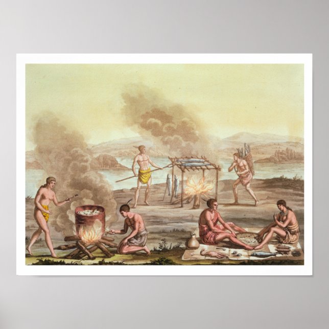 Indigenous natives from Florida preparing and cook Poster (Front)