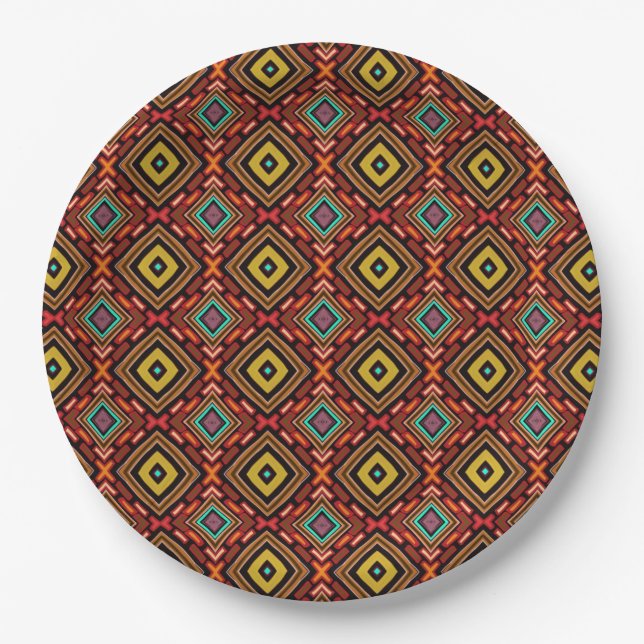 Indigenous Tribal Native Pattern Paper Plate (Front)
