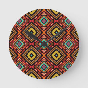 Indigenous Tribal Native Pattern Round Clock