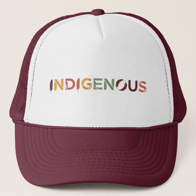Indigenous with Feathers - Cultural Heritage Trucker Hat (Front)