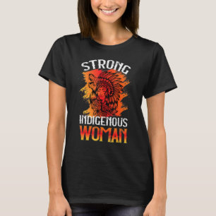 Indigenous Woman Tribal Art Indian Chief Headdres T-Shirt
