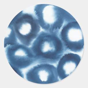Indigio Watercolor Print Circles Classic Round Sticker