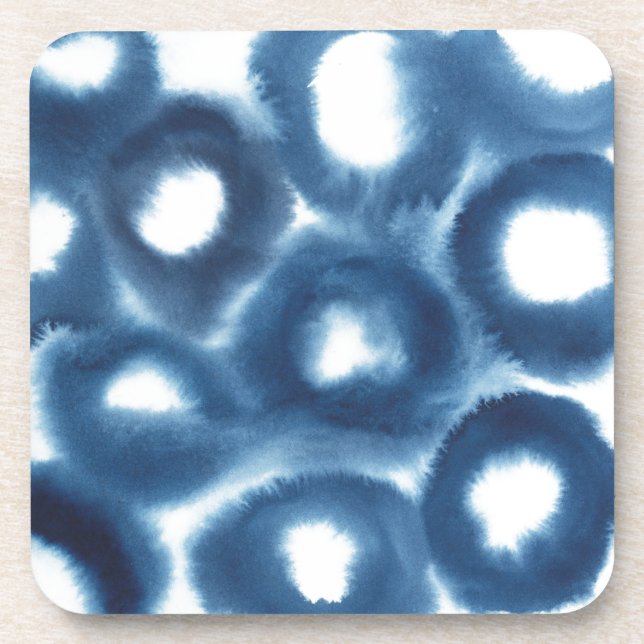 Indigio Watercolor Print Circles Coaster (Front)