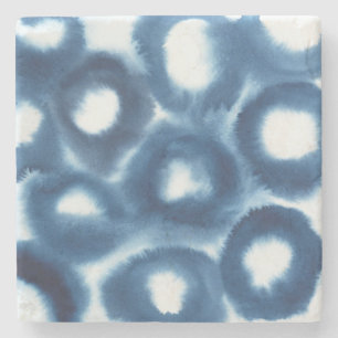 Indigio Watercolor Print Circles Stone Coaster