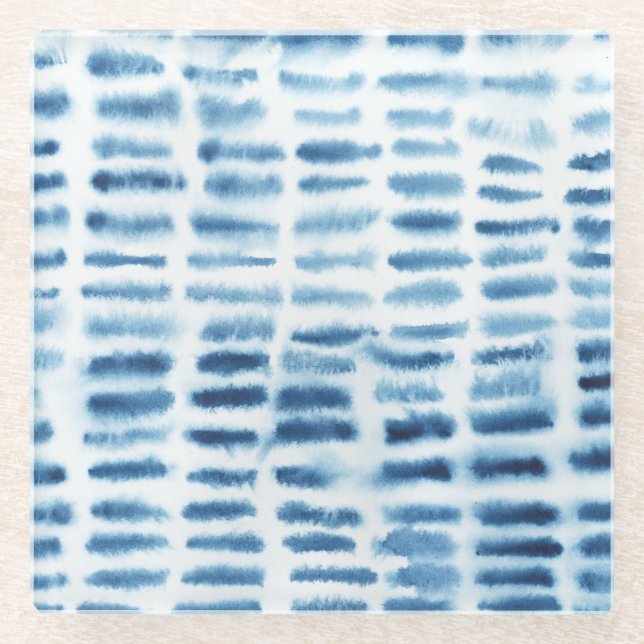 Indigio Watercolor Print Glass Coaster (Front)