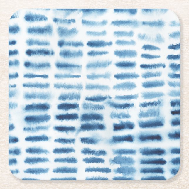 Indigio Watercolor Print Square Paper Coaster (Front)