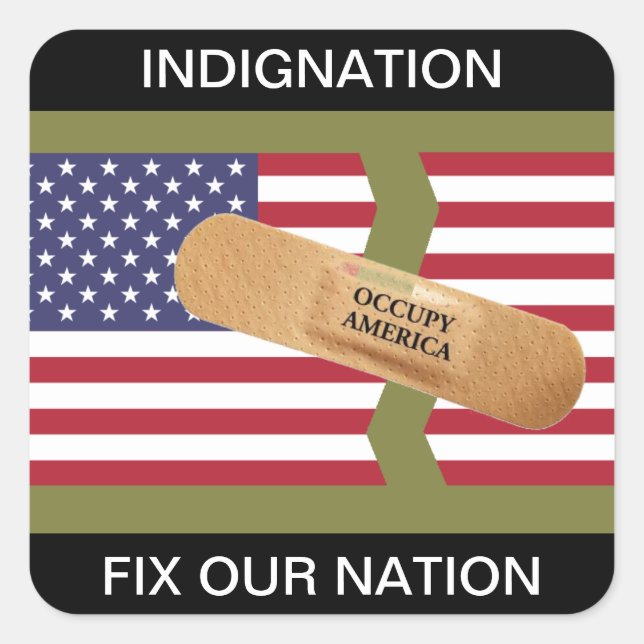INDIGNATION FIX OUR NATION SQUARE STICKER (Front)