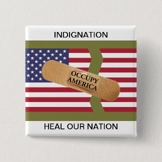 INDIGNATION HEAL OUR NATION 15 CM SQUARE BADGE